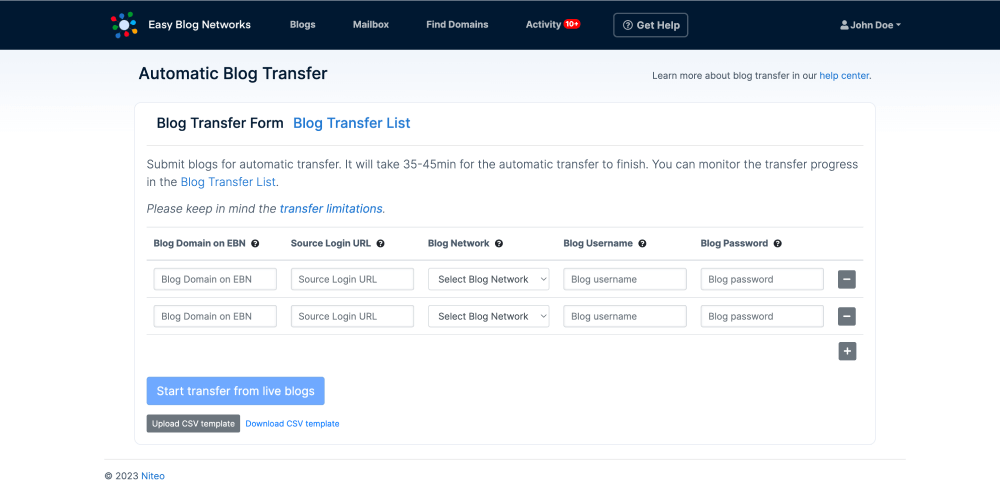 Blog Transfer